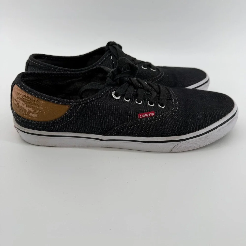 Levi's Low Top Sneaker Mens 9 Black Denim Canvas Lace Up Casual 51764240A